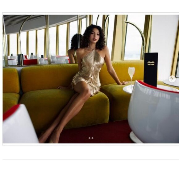 Cult Gaia Mara Dress in Gold Medium New Womens Fringe Cocktail - Picture 11 of 17